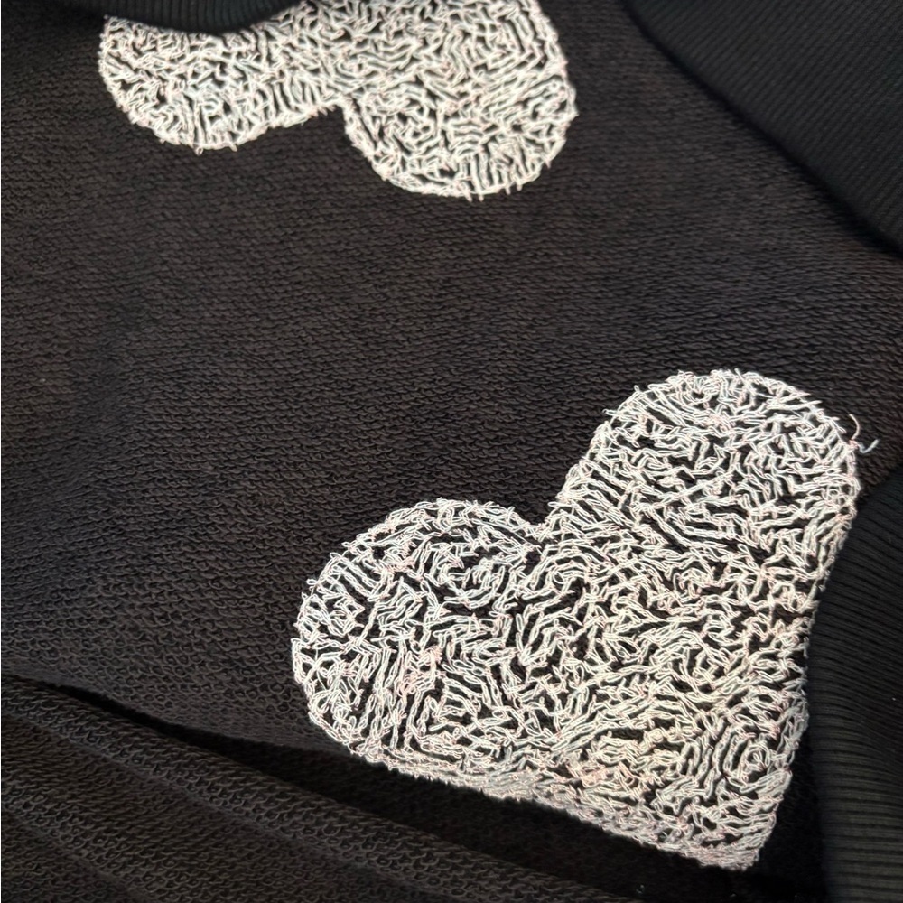 NEW INC Plus Size Sequin-Heart Black Sweatshirt 0X - Picture 10 of 12